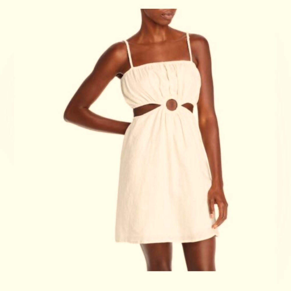 FAITHFULL THE BRAND Zuma Linen Cut Out Mini Dress (NWT) $219